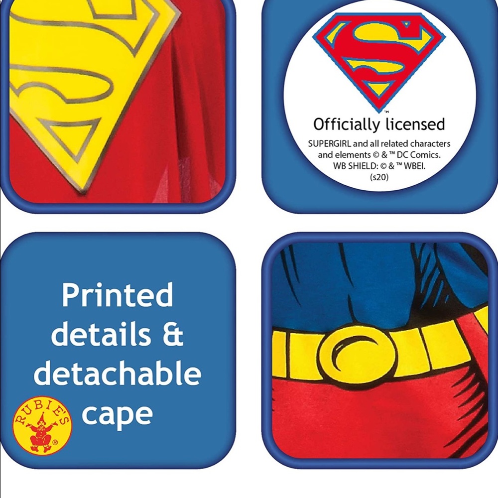 Rubies comic super girl shirt with cape NWT size s - Picture 3 of 5